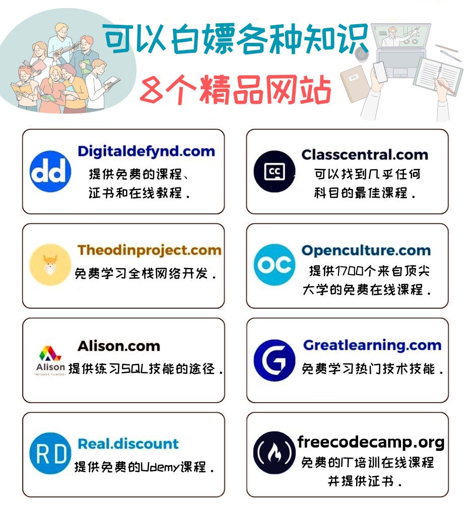 8个可以白嫖各种知识的网站，拿去收藏