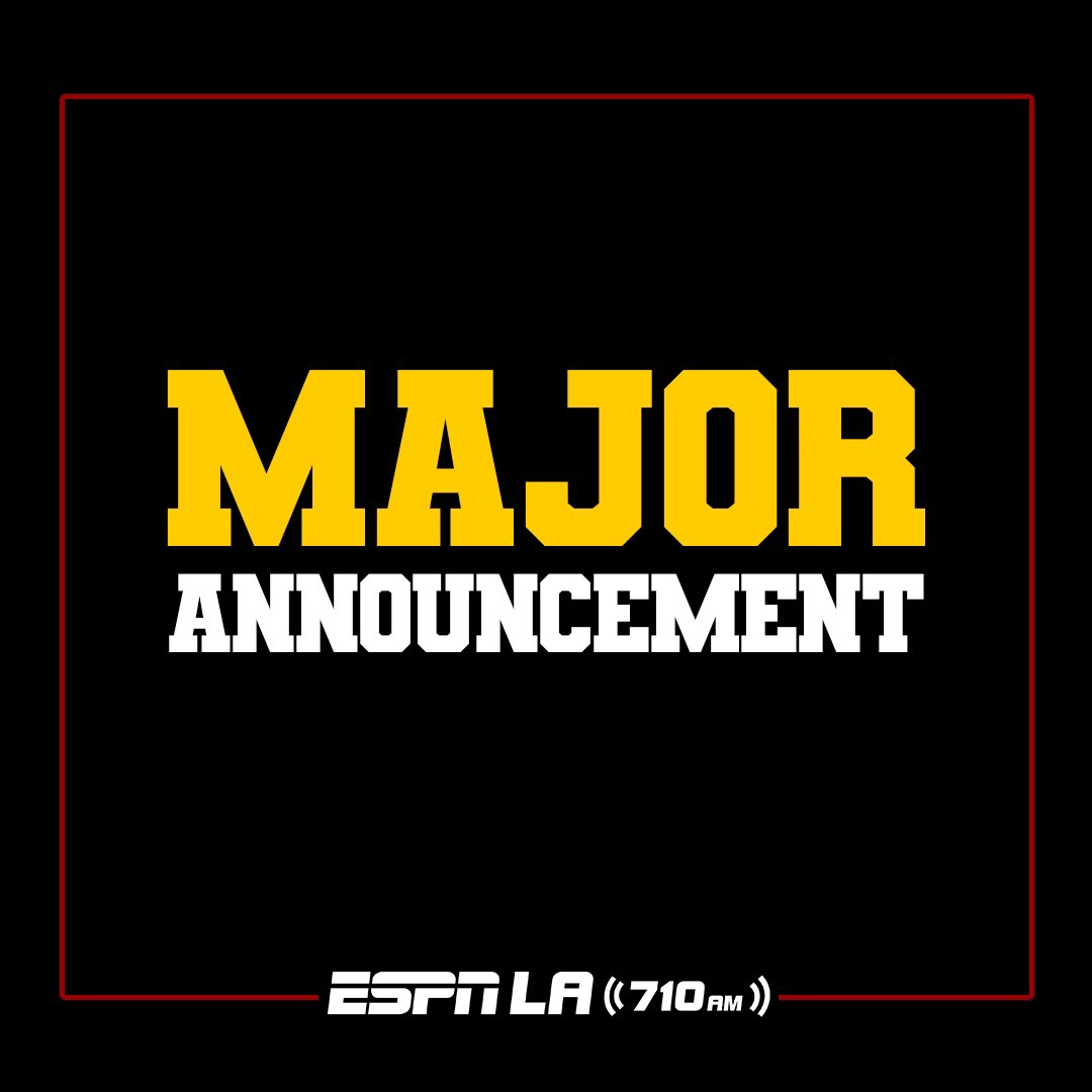 This is BIG. Get ready for an historic day to kick off a week ✌️ remember at ESPN LA and it all starts at 10 AM.
📲: ESPN LA app
📻: 710 AM
📺: YouTube.com/ESPNLA
