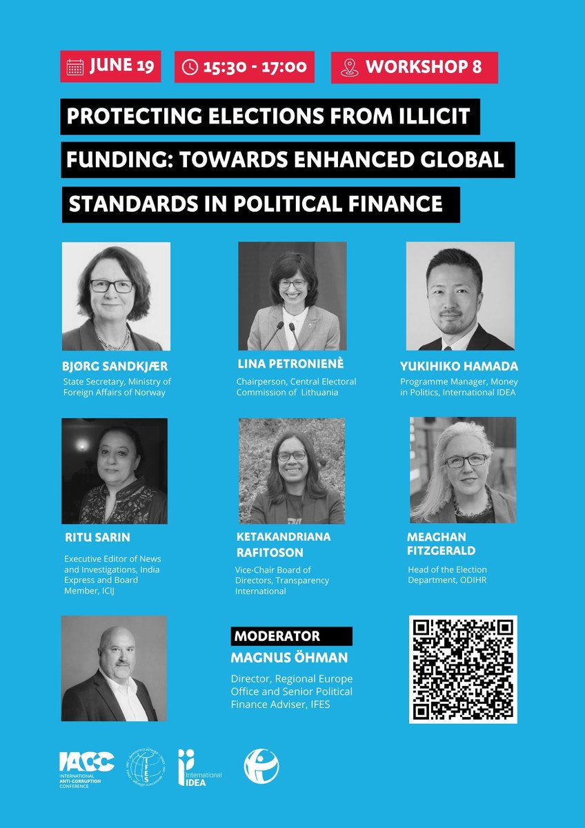 On 19 June, <a href="/Int_IDEA/">International IDEA</a>, <a href="/anticorruption/">Transparency International</a> &amp; <a href="/IFES1987/">IFES</a> are organizing a workshop on the topic Protecting Elections from Illicit Funding: Towards Enhanced Global Standards in #PoliticalFinance. 

The workshop will bring diverse perspectives and lessons learned from the government,