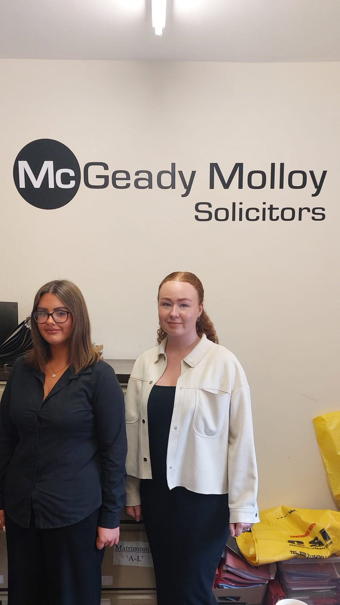 Congratulations to Megan and Ellie on completing a very successful work experience placement at McGeady Molloy Solicitors. Thank you to everyone there who helped Megan and Ellie enhance their employability skills. #Aspire #Endeavour #Achieve <a href="/StCeciliasDerry/">St. Cecilia’s College</a>