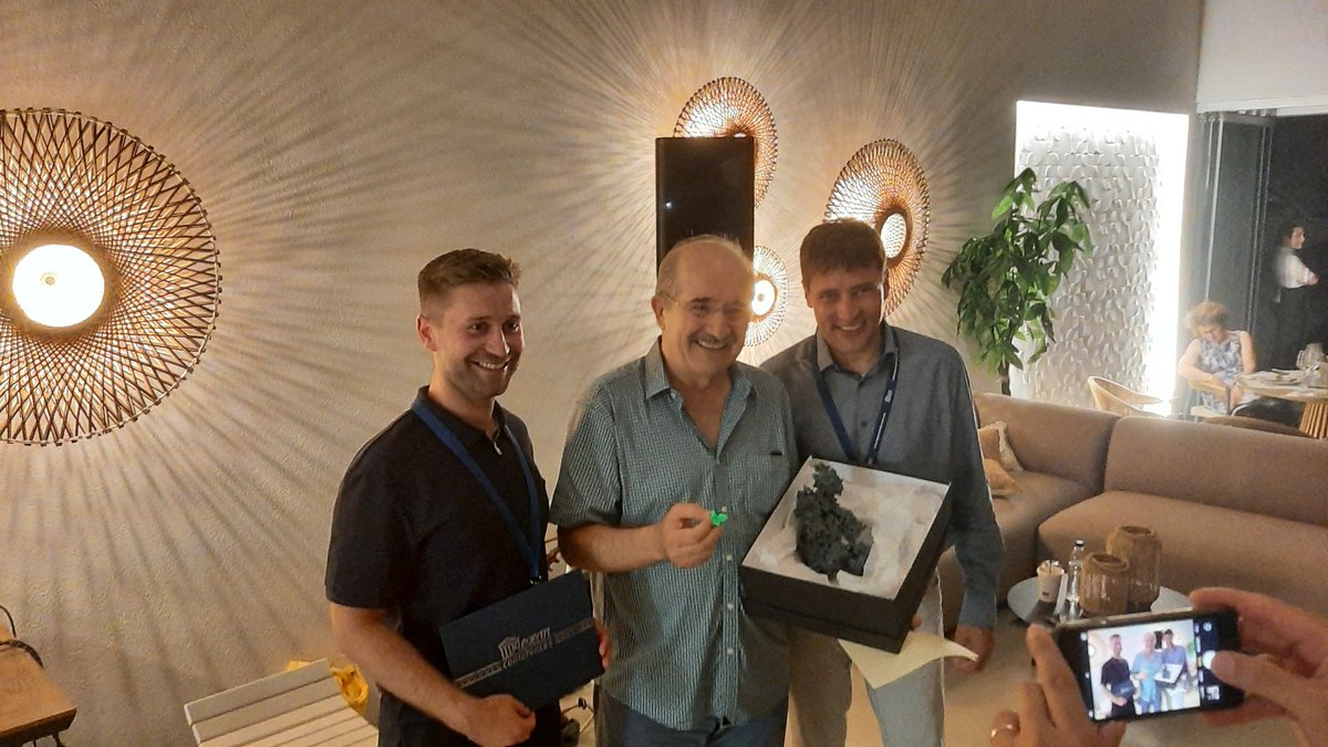 dmastellos's tweet photo. Happy 70th @LambrisJD!!
Here holding his "brainchild" #compstatin #Cp40 right next to its target #C3, the complement protein whose evolution, structure and many functions John has pioneered for more than 40 yrs! @AegeanConf @ComplementSoc https://t.co/mD0eyoyX3A