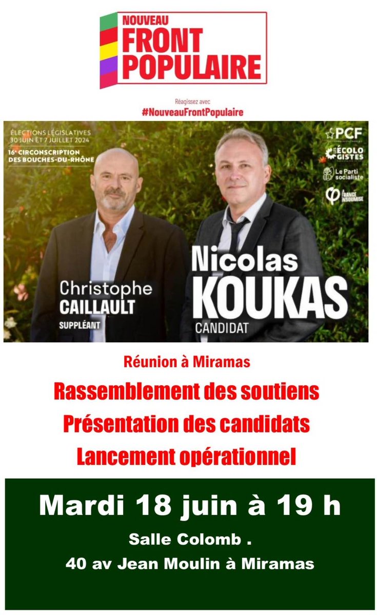Ayoub17662751's tweet image. J-1- @nicolaskoukas &amp;amp; @CCAILLAULT 

 📹Rassemblement des soutiens et Lancement Opérationnel

 🔗À tous les soutiens actuels et futurs du FRONT POPULAIRE, à demain ! ✊🏼