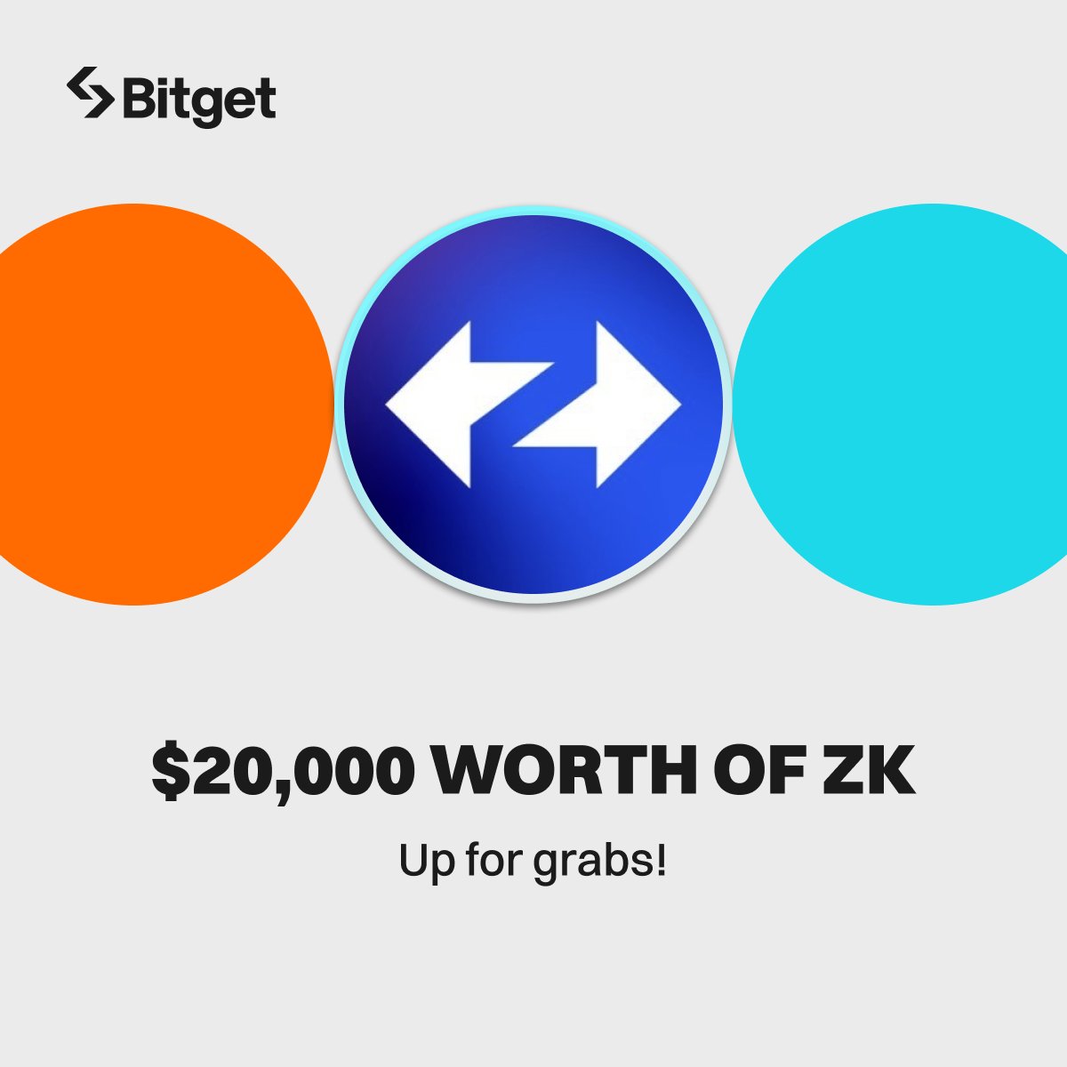 #Bitget 🤝 $ZK Social Giveaway 

$20,000 worth of ZK up for grabs! 

1️⃣ Follow <a href="/bitgetglobal/">Bitget</a> <a href="/zksync/">ZKsync</a> 
2️⃣ RT with #ZKlistBitget &amp; tag friends
3️⃣ Fill out: forms.gle/iUssreawAJjc8C…
🎁 1,000 qualified users will be randomly selected to win $20 worth of ZK each!