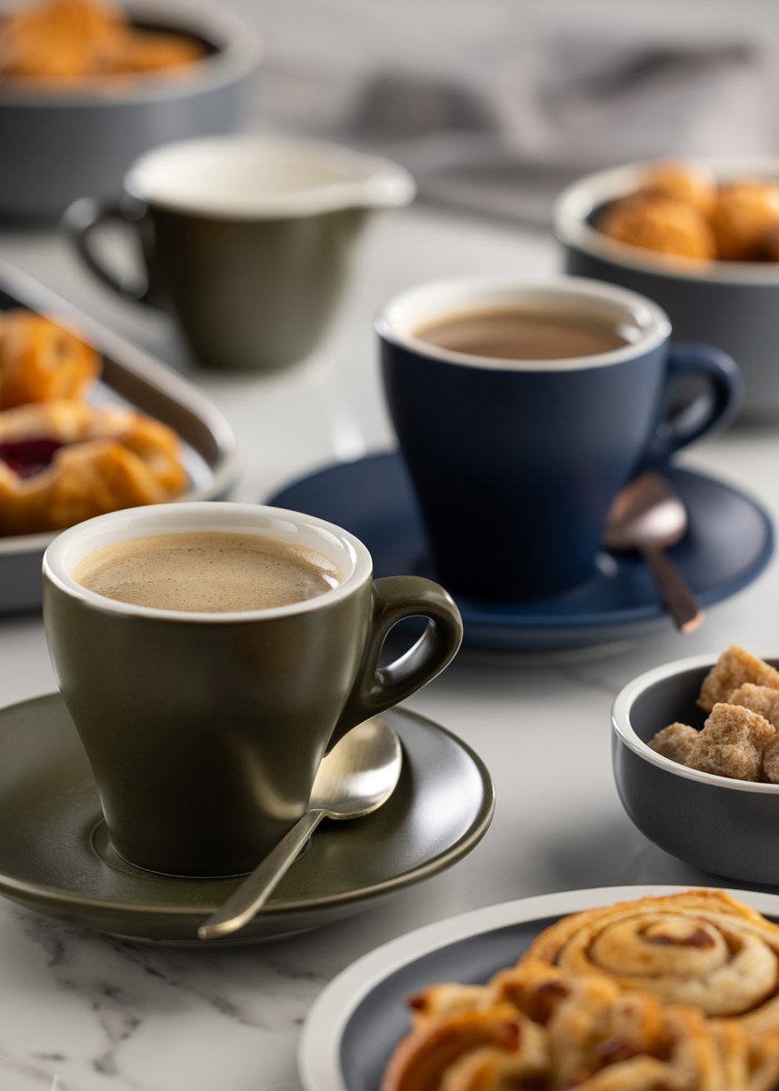 UtopiaTableware's tweet photo. It's mid-morning on a Monday, so it has to be Coffee and Pastry time. Looking super stylish in matt glazed Barista tulip cups &amp; saucers. Complimented with Orca by @eternum_cutlery #useutopia #barista #mattglaze #coffee #mondaymotivation https://t.co/n0FJQXiLwZ