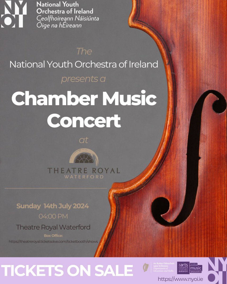 Join us at Theatre Royal on the 14th July for an afternoon of Chamber Music performances by our fabulous musicians✨
Featuring Mendelssohn's String Octet and selected pieces by our Harp, Wind and Percussion Ensembles!  
#NYOI #YoungMusicians #ChamberMusic