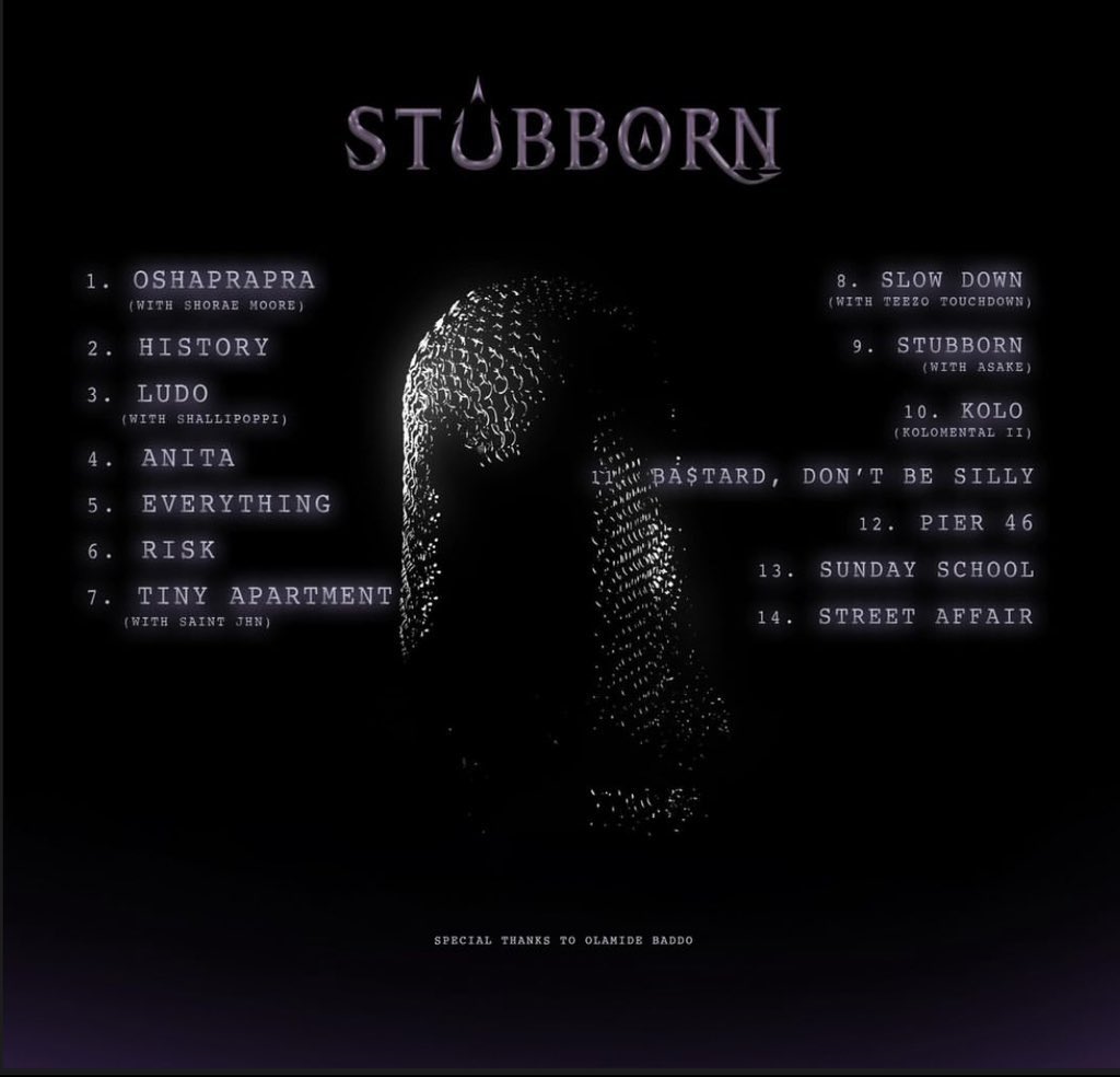 the_eudaemonia's tweet photo. Victony - ‘Stubborn’ Tracklist. https://t.co/hmCu9apz4e