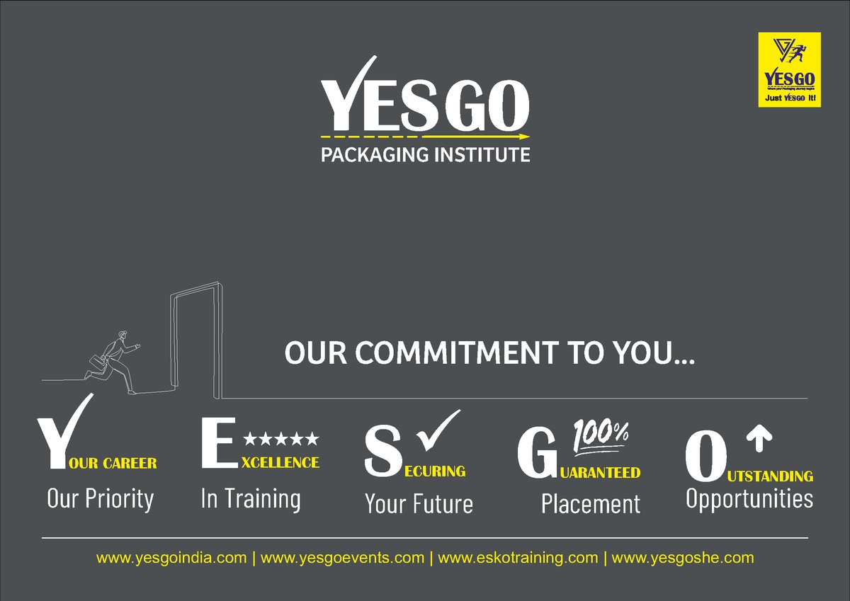 YesGoIndia's tweet photo. Discover the True Meaning of YesGo Packaging Institute and Its Commitment

Y - Your Career, Our Priority
E - Excellence in Training
S - Securing Your Future
G - Guaranteed Placement
O - Outstanding Opportunities

🎓Course Duration: 3 Months - 1 Year

🌐https://t.co/Vo1OzSthfo https://t.co/Hm8UMFxaUJ