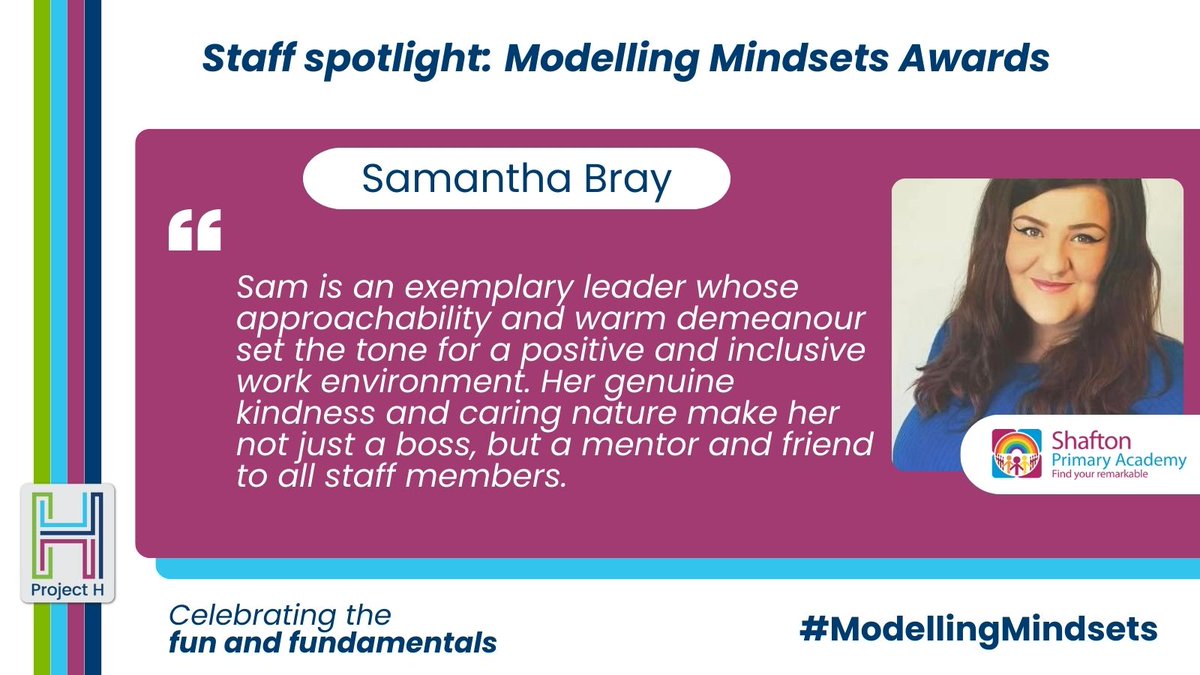 Next up in our series spotlighting brilliant people who received nominations for their impact is Samantha Bray at @ShaftonPrimary. Congratulations! 🎉

With the #ModellingMindsets campaign, we’re highlighting the best of the teaching profession across @AETAcademies' network.