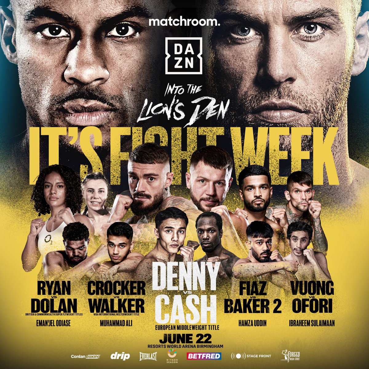 𝕴𝖓𝖙𝖔 𝕿𝖍𝖊 𝕷𝖎𝖔𝖓’𝖘 𝕯𝖊𝖓 🦁

Away day beckons for <a href="/FelixCashboxer/">Felix Cash</a> as he bids to become European Middleweight Champion against <a href="/Tnd91Denny/">Tyler Denny</a> in Birmingham this Saturday ⚔️

Big undercard in support with #CrockerWalker and #RyanDolan &amp; more! 👊 #DennyCash