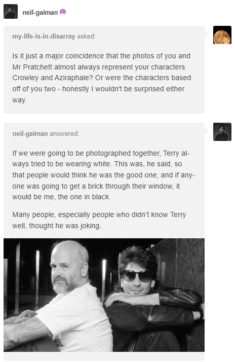 FYeahGoodOmens's tweet photo. ❤ #GoodOmens #NeilGaiman #TerryPratchett https://t.co/aR5EvjTKtR