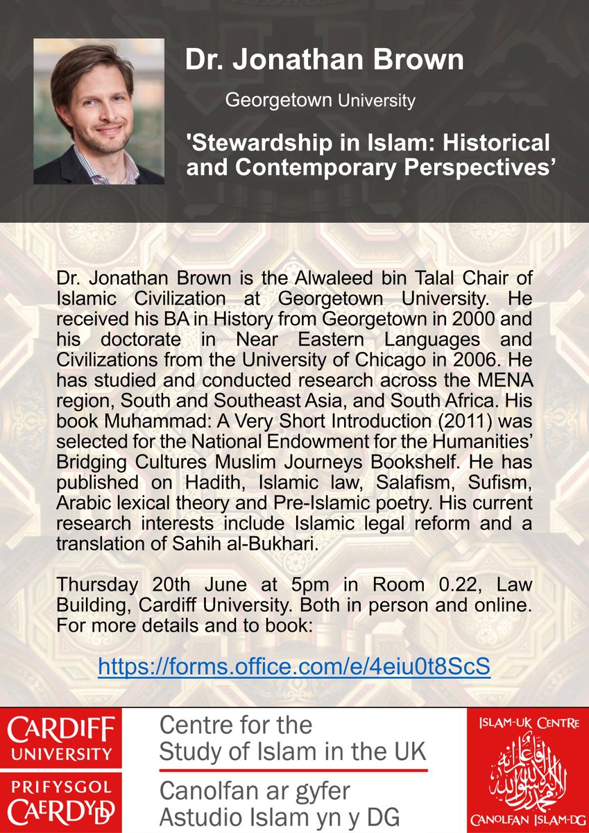 Islam UK Centre (@islamukcentre) on Twitter photo Our next Public Seminar Series is this Thursday at 5pm! Register here: forms.office.com/e/4eiu0t8ScS
<a href="/JonathanACBrown/">Jonathan AC Brown</a>
<a href="/CUHistArchRel/">Cardiff Uni History, Archaeology and Religion</a> Our next Public Seminar Series is this Thursday at 5pm! Register here: forms.office.com/e/4eiu0t8ScS
<a href="/JonathanACBrown/">Jonathan AC Brown</a>
<a href="/CUHistArchRel/">Cardiff Uni History, Archaeology and Religion</a>