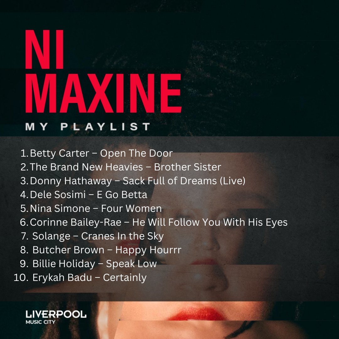 Dive into award-winning British Neo-Jazz Singer-Songwriter Ni Maxine's playlist and discover the musical influences that shape her artistry, earning her comparisons to Billie Holiday, Sade, and Erykah Badu. 

Read more here: liverpoolmusiccity.com/2024/06/04/my-…