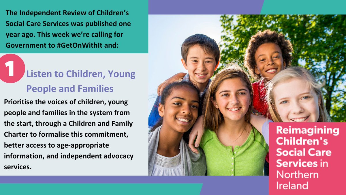 The <a href="/cscsreviewNI/">Children's Social Care Services Independent Review</a> was published a year ago. This week, we join with other local children's organisations to urge the government to #GetOnWithIt, to #reimagine children's social care services, and to deliver for children and families.
