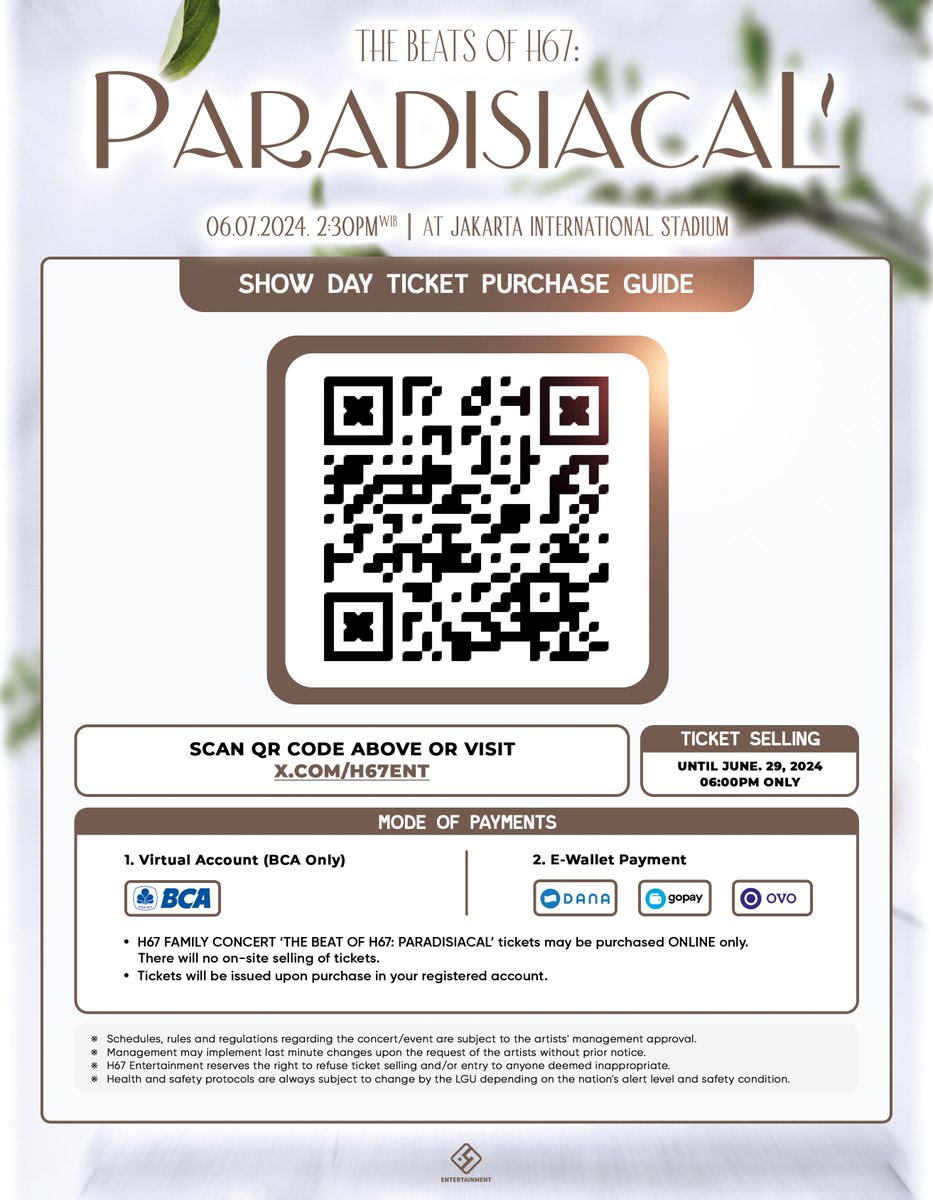 H67ENT's tweet image. ㅤㅤ
Limited tickets are up for grabs!

If you're feeling spontaneous and want to join the 𝗧𝗵𝗲 𝗕𝗲𝗮𝘁𝘀 𝗼𝗳 𝗛𝟲𝟳: '𝗣𝗔𝗥𝗔𝗗𝗜𝗦𝗜𝗔𝗖𝗔𝗟' In Jakarta, scan the QR code or visit s.id/paradisiacal-t…. You deserve to witness ANHYPEN &amp;amp; ADOR:US live!
 
#ParadiseofH67
ㅤㅤ