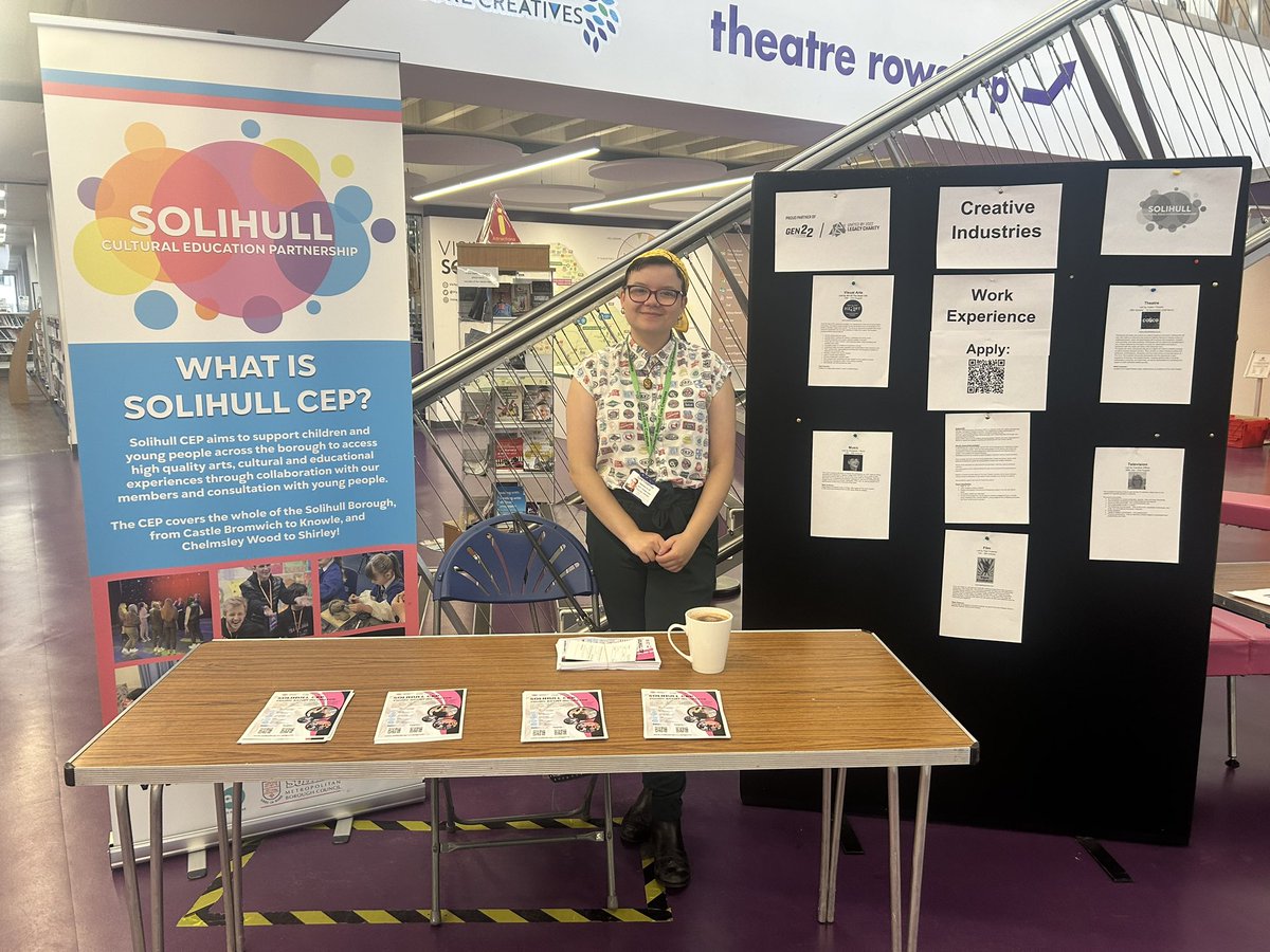 SolihullCEP_'s tweet photo. Heard about our Gen22 programme and want to find out more?
Our producer Chantelle is in @coretheatresol foyer until 4 if you want to chat to her and apply!
@UnitedBy2022
@solihullculture
#gen22 #unitedby2022 #ub22 https://t.co/hL8Mj36wca