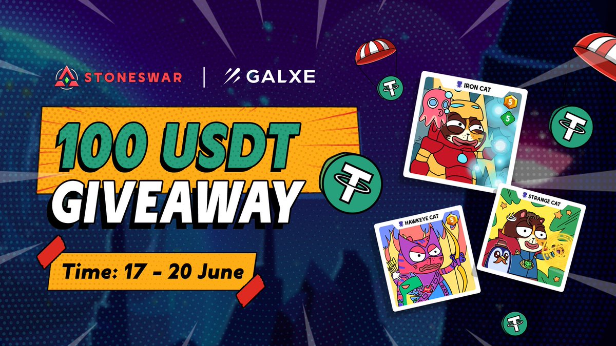 StonesWar_DAO's tweet photo. Giving out 100 USDT
4 Winners  
Like + RT 
Finish task https://t.co/2QOVENenlq
Drop Avax Wallets
72 Hours https://t.co/GyGCBF42JL