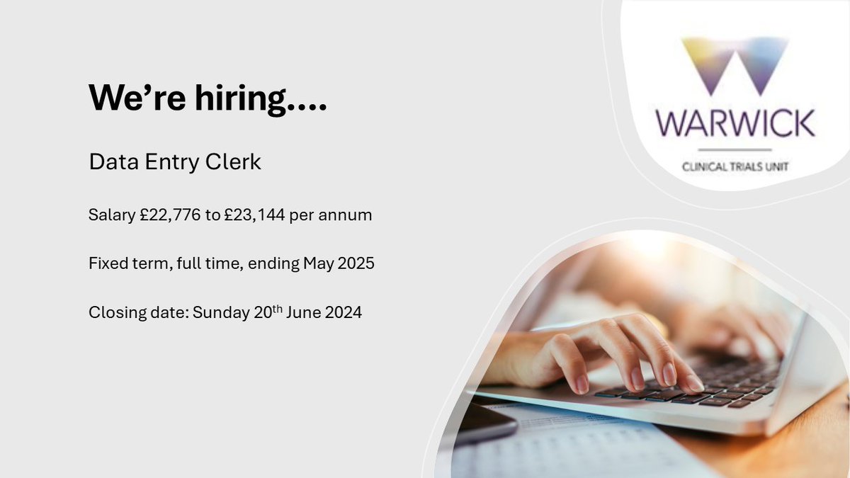Join the team at #WCTU 🙂

If you have a keen eye for detail and are highly organised check out our #dataentryclerk advert warwick-careers.tal.net/vx/appcentre-e…