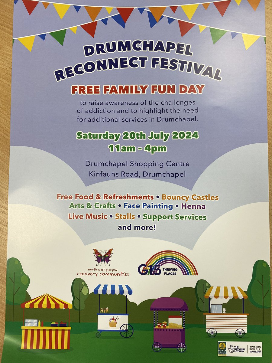 Looking for something to do with the kids in the summer? Come along to the DRUMCHAPEL RECONNECT FESTIVAL for a FREE family fun day. #challengeaddiction