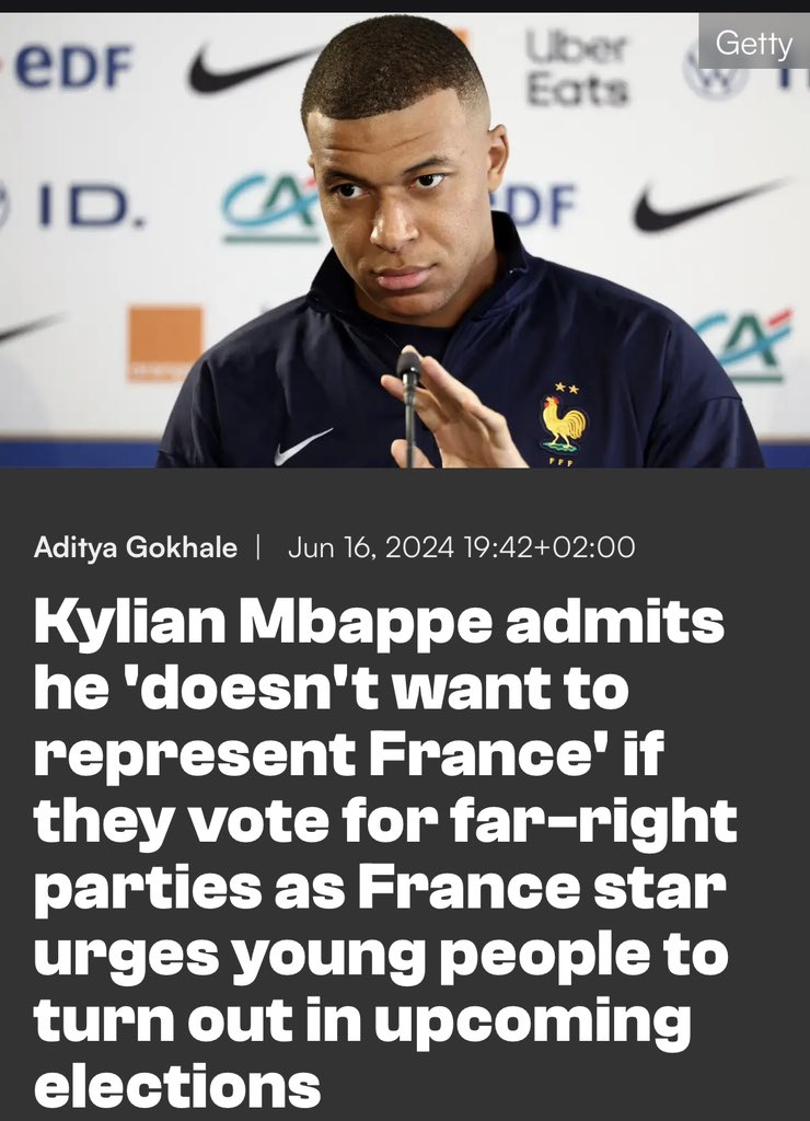 Tako se to radi!

Bravo <a href="/KMbappe/">Kylian Mbappé</a>, lekcija za sve druge zvezde i zvezdice. 
Ponekad političke okolnosti zahtevaju reakciju svih, pogotovo onih koji imaju snažan uticaj na društvo.
Šta li o ovoj snažnoj a hrabroj izjavi misle u <a href="/FSSrbije/">Fudbalski savez Srbije | FA of Serbia</a> i naši momci u dresevima?