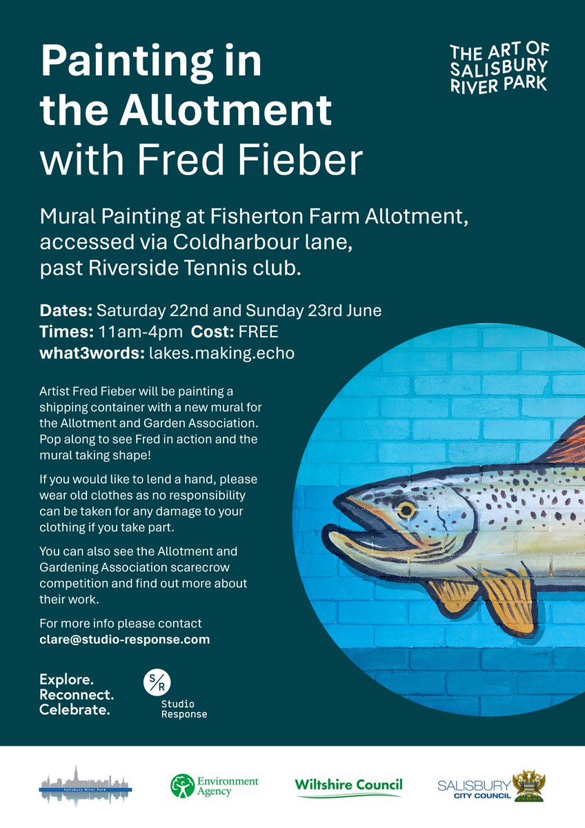 SalisburyCC's tweet photo. Join Fred Fieber tomorrow, Saturday 22nd, and Sunday 23rd June for mural painting at Fisherton Farm Allotment, 11am-4pm both days.

Watch Fred in action or even lend a hand. Entry is free 🎨 https://t.co/UUiiLn1DRW