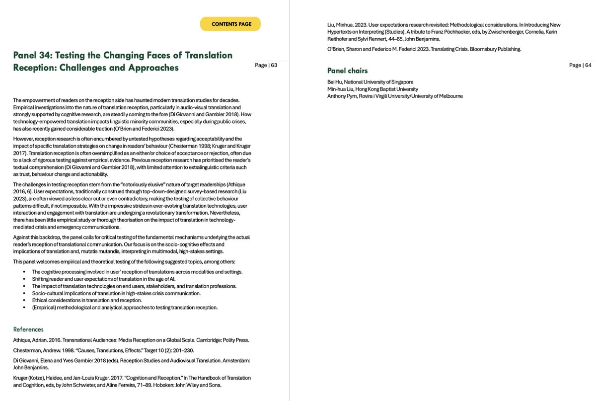 Reception is the part of translation where we have the most to discover. For the EST congress, propose a paper alongside
@liu_minhua
<a href="/HuBeiTIS/">Hu Bei</a> 
at Panel 34: "Testing the Changing Faces of Translation Reception: Challenges and Approaches"!