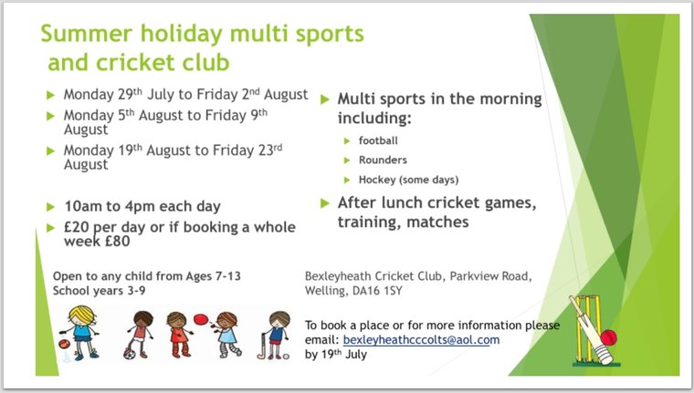 Summer Clubs 2024 #Pitchero
bexleyheathcc.co.uk/news/summer-cl…