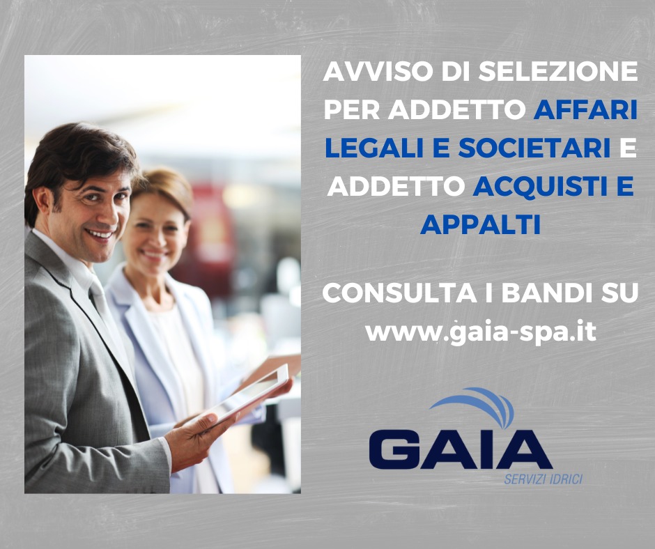 GAIA_acqua's tweet photo. Ancora pochi giorni per inoltrare la domanda per le selezioni di Addetto Affari Legali e societari e di Addetto Acquisti e Appalti. La scadenza è fissata per il 25/06 alle 12.
Leggi di più➡️ https://t.co/OyO2A25Sbz
Link diretto per le candidature➡️ https://t.co/tA3xuEncsi https://t.co/LB3Do8F84K