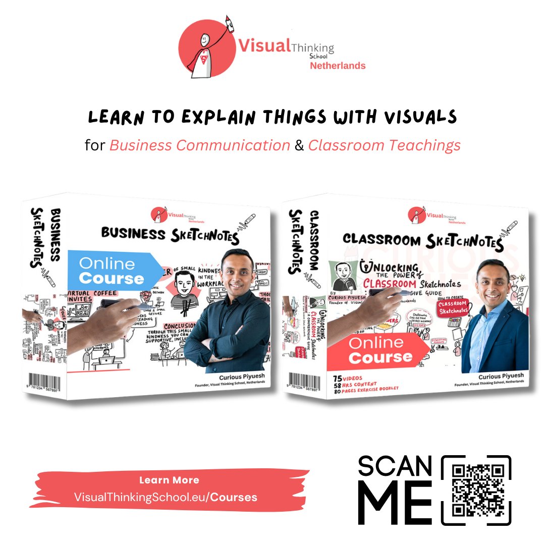 Our two flagship  self paced courses are out 😍and they both are on Discount for now 😍😍. 

You can check details of these courses here >> visualthinkingschool .eu/courses

#sketchnotes #visualthinking #visualfacilitation