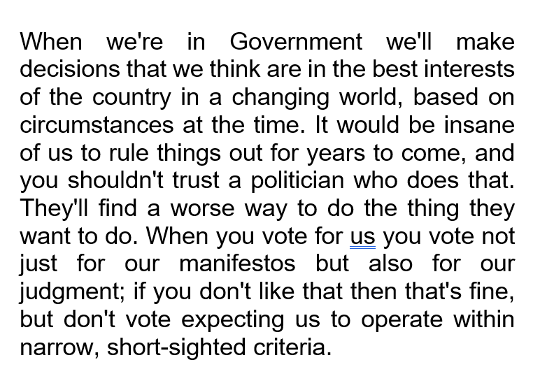 Is this really not a line that politicians could take? Seems like madness for everyone to be ruling everything out.