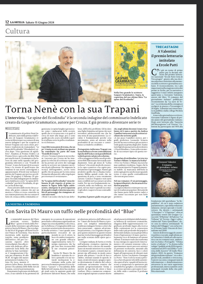 “La Sicilia” di Catania annuncia l’assegnazione del “Premio Letterario Ercole Patti” di Trecastagni per il mio libro “Il romanzo del giornalismo italiano” (⁦<a href="/lanavediteseoed/">La nave di Teseo</a>⁩). Ringrazio il Comitato promotore e il direttore del giornale, Antonello Piraneo.
