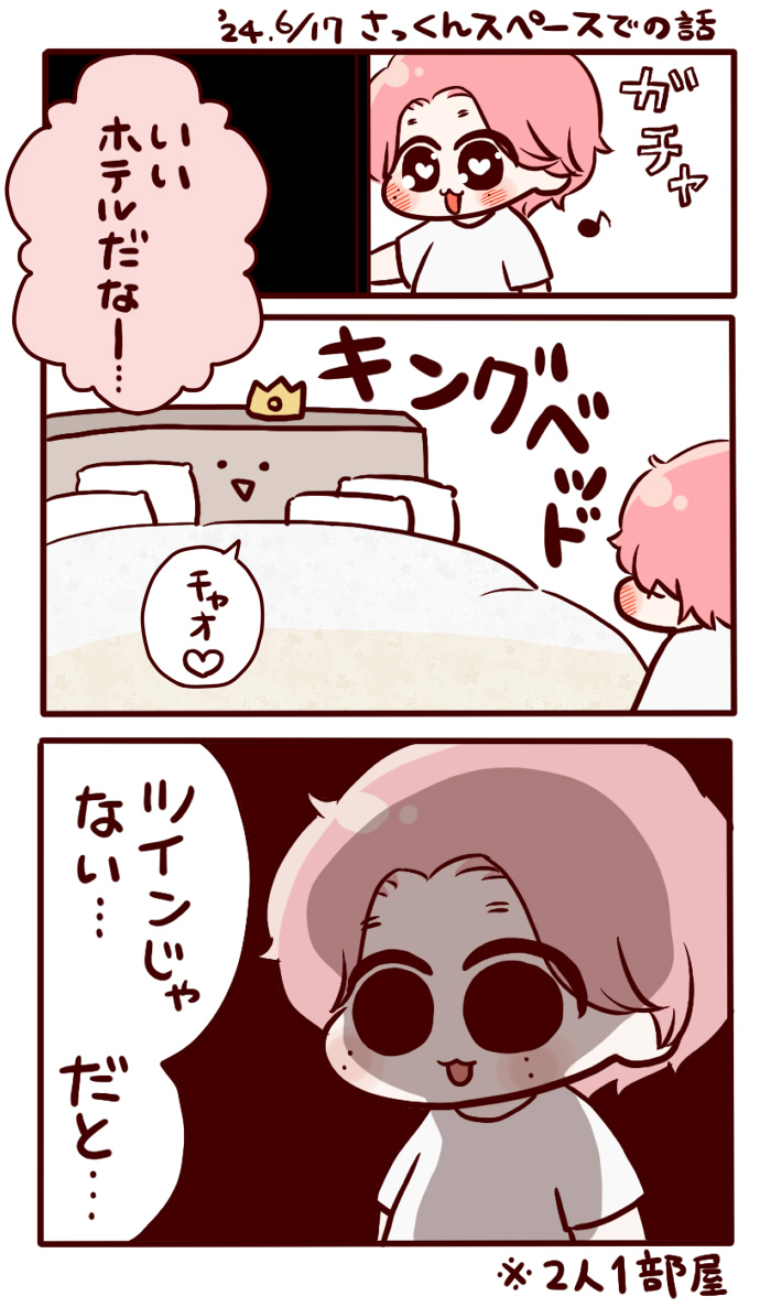 さっくんがスペースで話してたやつ。 ワクワクでホテルの部屋入った