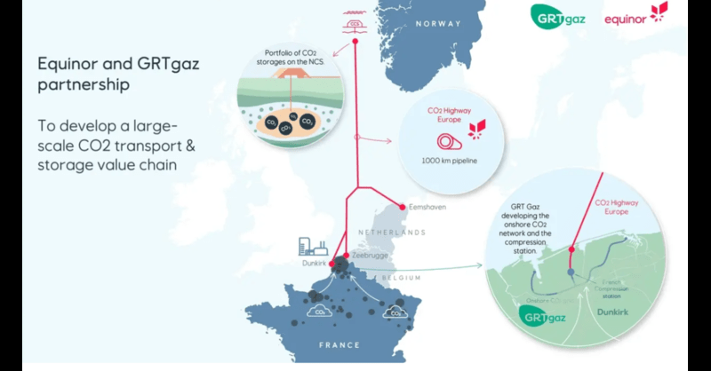Equinor's tweet photo. Our project development agreement w/@GRTgaz looks to connect captured CO2 from French industrial emitters to safe, permanent storage offshore Norway via the planned CO2 Highway Europe pipeline project 🏭
The project’s initial capacity is 3-5.5 million tonnes of CO2/year.
More 👇