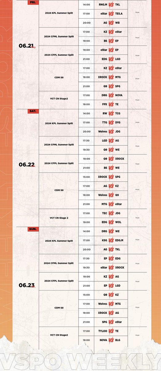 realheroesports's tweet image. Check out this week's esports calendar! #kpl #cfpl #cfml #cdm #vctcn
