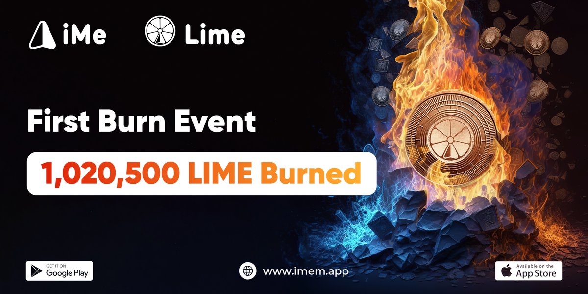 1️⃣ The #iMe Project has made the first $LIME burning event in the <a href="/BNBCHAIN/">BNB Chain</a>. 1,020,500 $LIME tokens were successfully burned! 🔥

Check the BSCScan Txid of the transaction:
bscscan.com/tx/0x619ad1aa1…

💣 $LIME sources for burning:

- Commissions from iMe #staking programs;
-