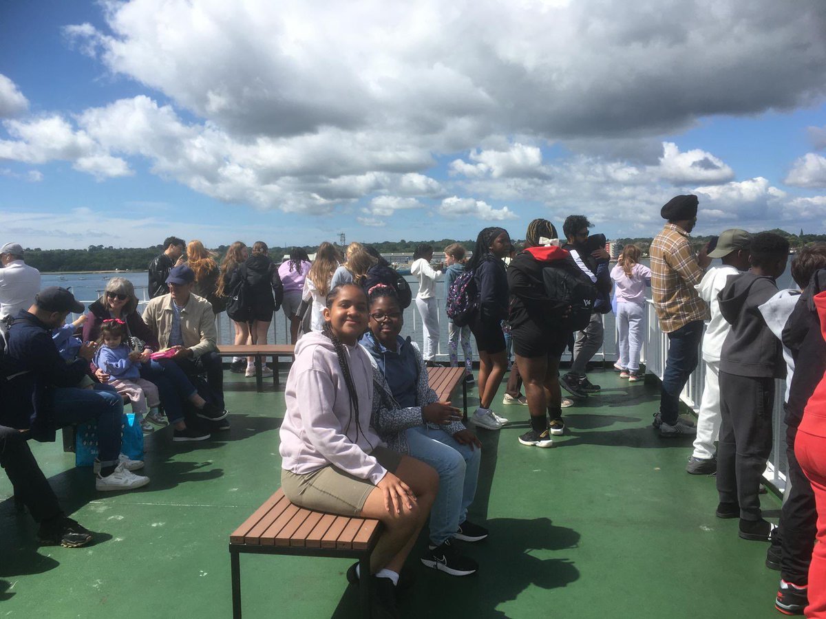 STOCSch's tweet photo. Year 6 are enjoying the ferry cross. Fresh sea air, the gulls swooping and lots of chatter about the fun they will have! Osborne House, here we come! @STOCSch #ferrycrossing 💛💙 https://t.co/HDGUw4nKvx