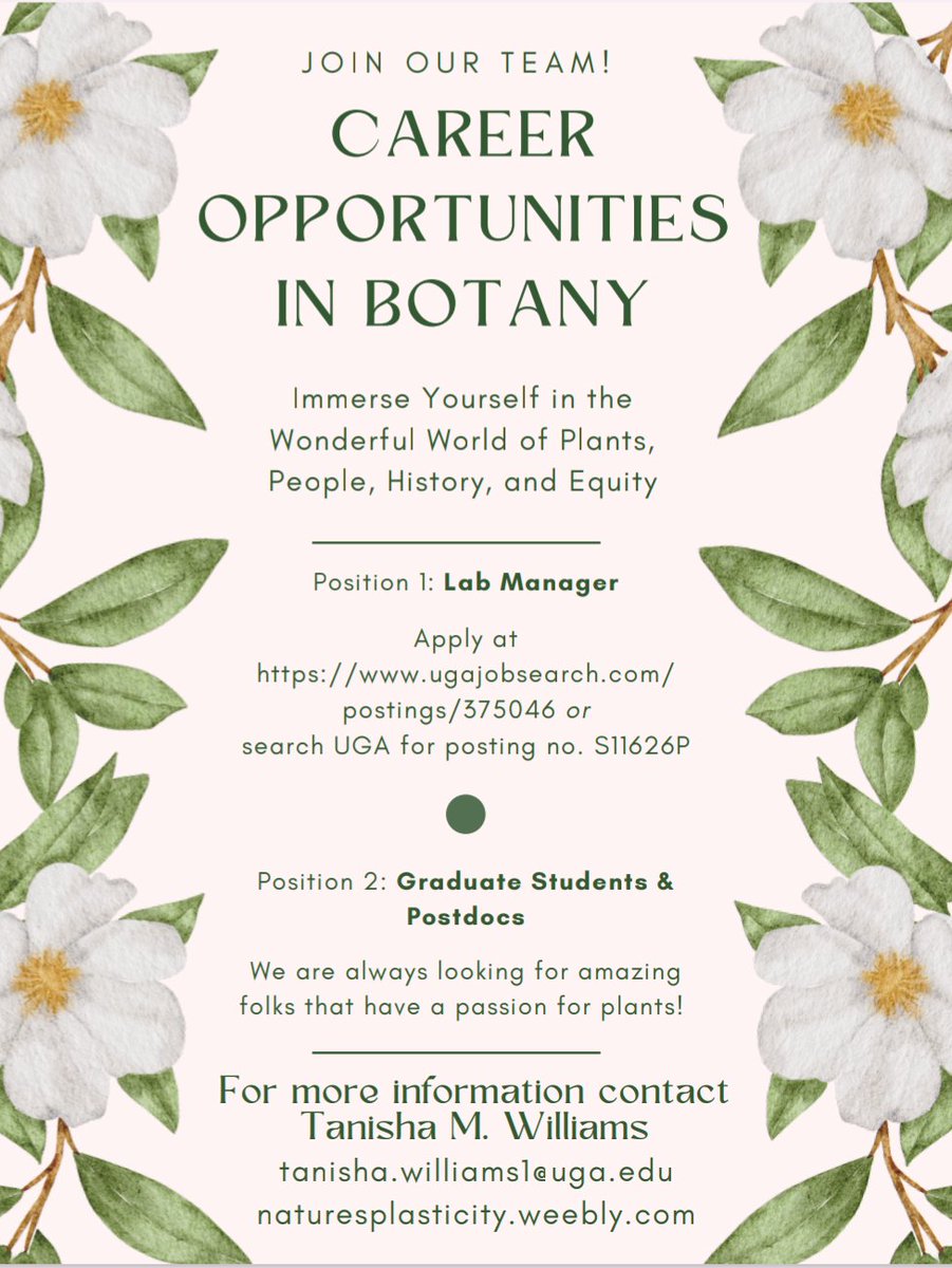 tmwbotany's tweet image. If you are at #Botany2024 check out the #jobs board! Also, if you want to talk about projects and the lab manager opportunity in my lab message me! #Botany #botanical #WilliamsLab #NewPI #Job #jobopportunity