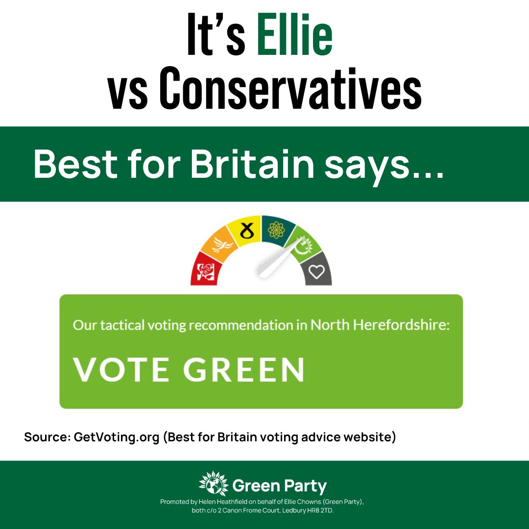 Ellie Chowns (@elliechowns) on Twitter photo For change in North Herefordshire, vote Green 💚
That's the message from our conversations with local people all over the constituency - and from <a href="/BestForBritain/">Best for Britain</a>'s new tactical voting advice too (GetVoting.org)!
Help us make real change here: elliechowns.org.uk/volunteering For change in North Herefordshire, vote Green 💚
That's the message from our conversations with local people all over the constituency - and from <a href="/BestForBritain/">Best for Britain</a>'s new tactical voting advice too (GetVoting.org)!
Help us make real change here: elliechowns.org.uk/volunteering