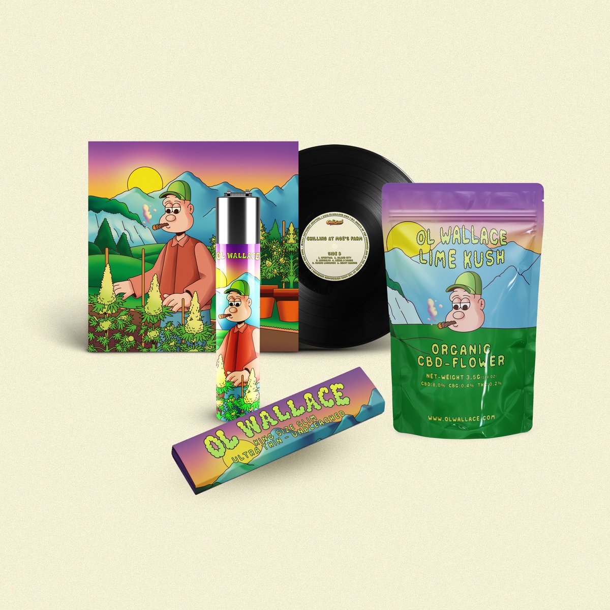 The full 'Chilling at Moes Farm' bundle. Soulful beats + The finest organic Lime Kush from Moe's Farm. 

Pre order at olwallace.com