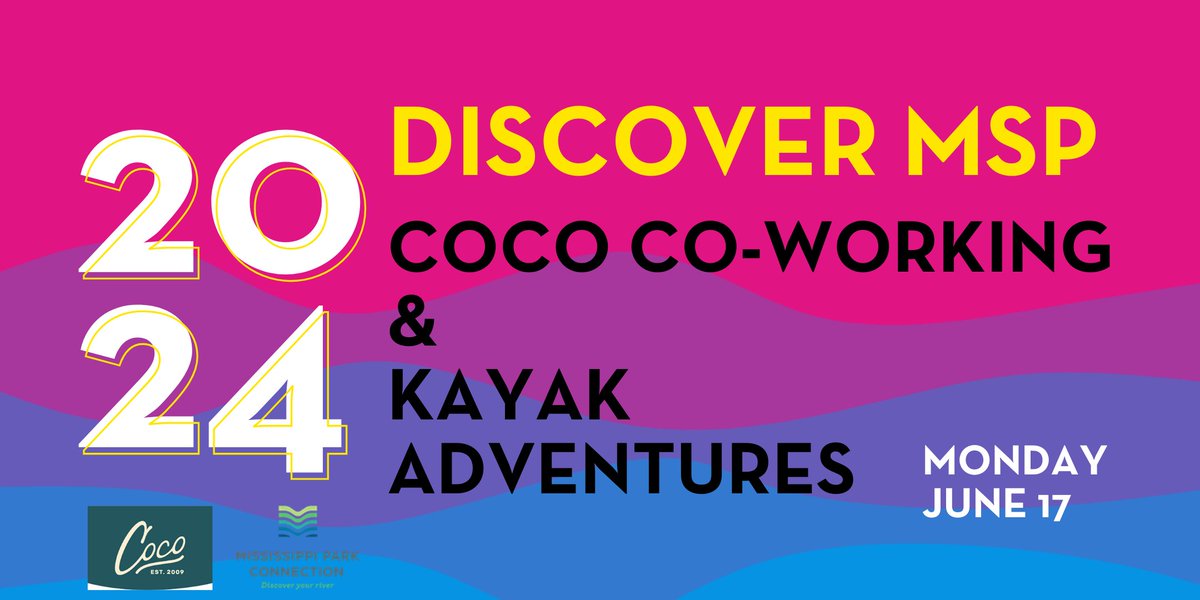 Interns are working at Coco Co-working space downtown Minneapolis and hearing from MSP insiders. 

The Kayak Adventures event is postponed. We will announce a reschedule date soon, and registration will be automatically transferred to the new date.

hubs.li/Q02B-rsW0