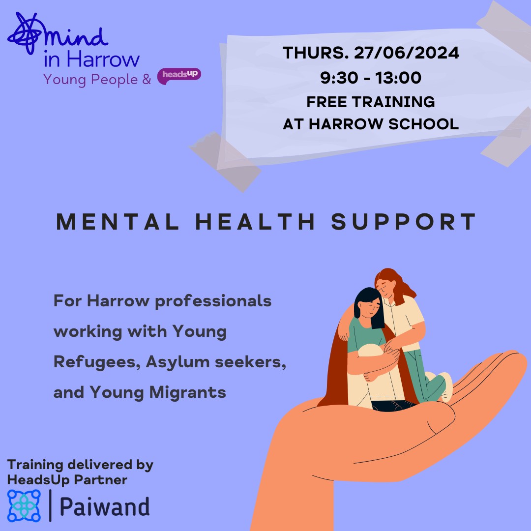 HeadsUpNwl's tweet photo. Continuing our engaging in-person training, our final free training for Harrow’s professionals for this year will be with specialists from the HeadsUp’s partner @AA_Paiwand 

Sign up and join us! https://t.co/tMG9nW29vs