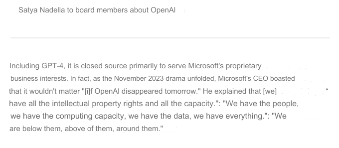eyishazyer's tweet photo. Satya Nadella to the members of the OpenAI board of directors https://t.co/KxrfV45RaE