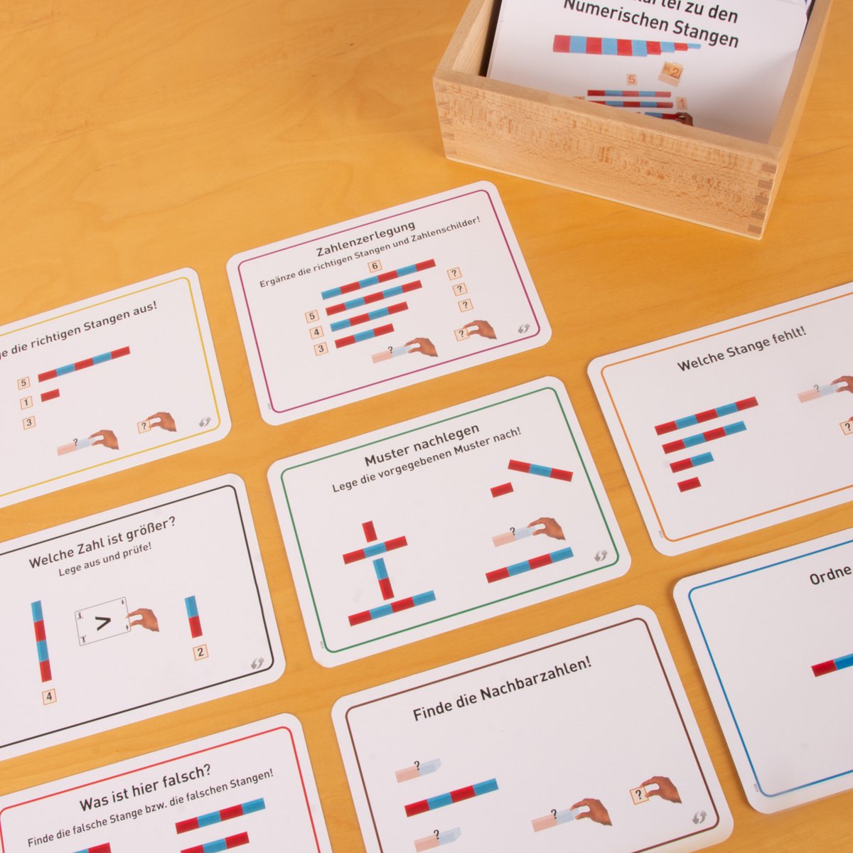 Endlich gibt es auch zu den Numerischen Stangen eine Aufgabenkartei. 100 Aufgaben und das schon ab dem Kindergarten. montessori-shop.de/arbeitskartei-… #montessori #kindergarten #kinderhaus zum #Wochenstart