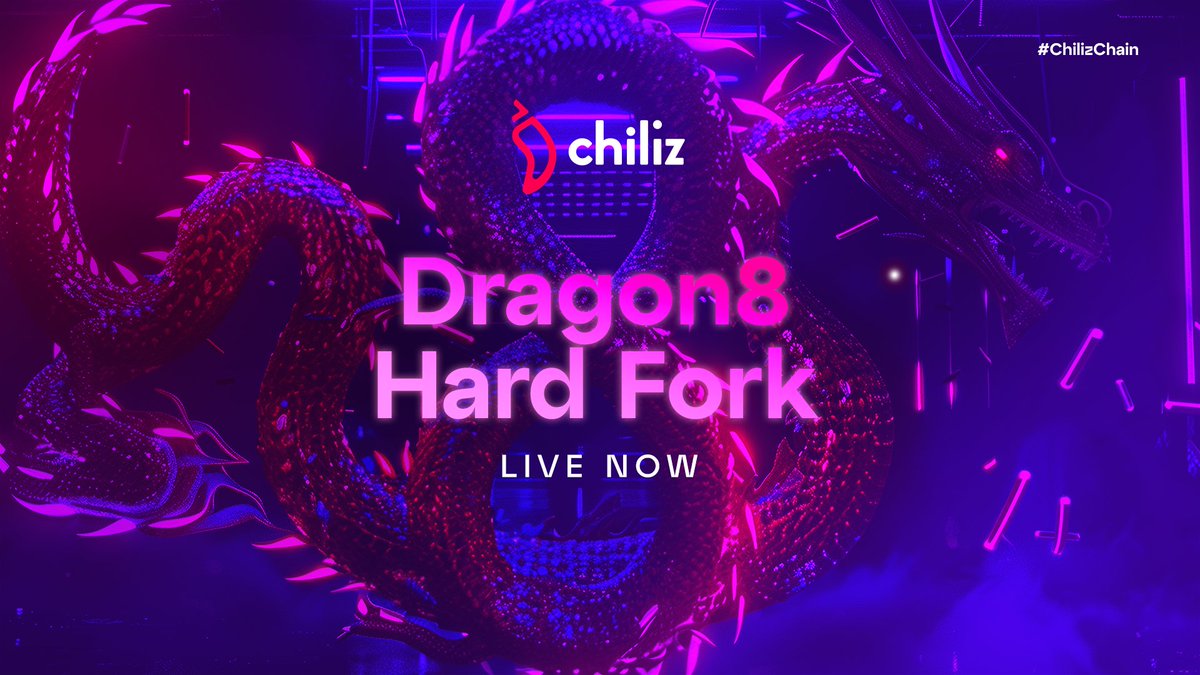 Dragon8 Hard Fork is live on Chiliz Chain 🐲🌶️

Introducing Tokenomics 2.0, including staking rewards and a transaction fee burn mechanism, and substantial developer-oriented advancements.

Dragon8 Hard Fork block: 13,973,261 ✅
📰 medium.com/chiliz/c78e971…

#ChilizChain ⚡️ $CHZ