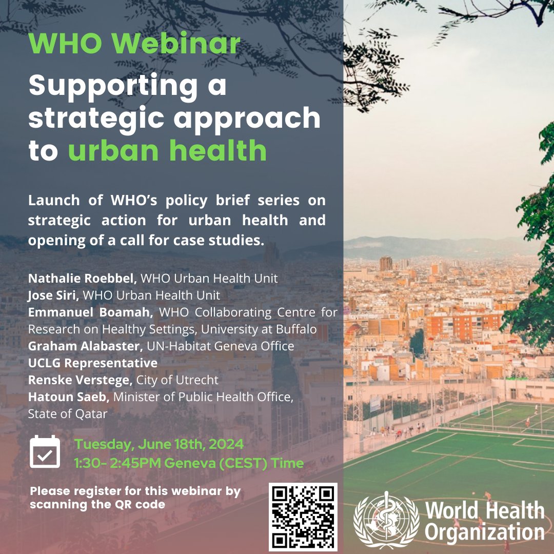 Lucas Snaije (@lucas_snaije) on Twitter photo Good to see these <a href="/WHO/">World Health Organization (WHO)</a> policy briefs for a strategic approach for #urban #health come out, that I had the privilege of contributing to. Join the webinar launch tomorrow!
Congrats <a href="/josegsiri/">Jose Siri</a> <a href="/NathalieRoebbel/">Nathalie Roebbel</a> & all others involved.
who.int/teams/social-d… Good to see these <a href="/WHO/">World Health Organization (WHO)</a> policy briefs for a strategic approach for #urban #health come out, that I had the privilege of contributing to. Join the webinar launch tomorrow!
Congrats <a href="/josegsiri/">Jose Siri</a> <a href="/NathalieRoebbel/">Nathalie Roebbel</a> & all others involved.
who.int/teams/social-d…