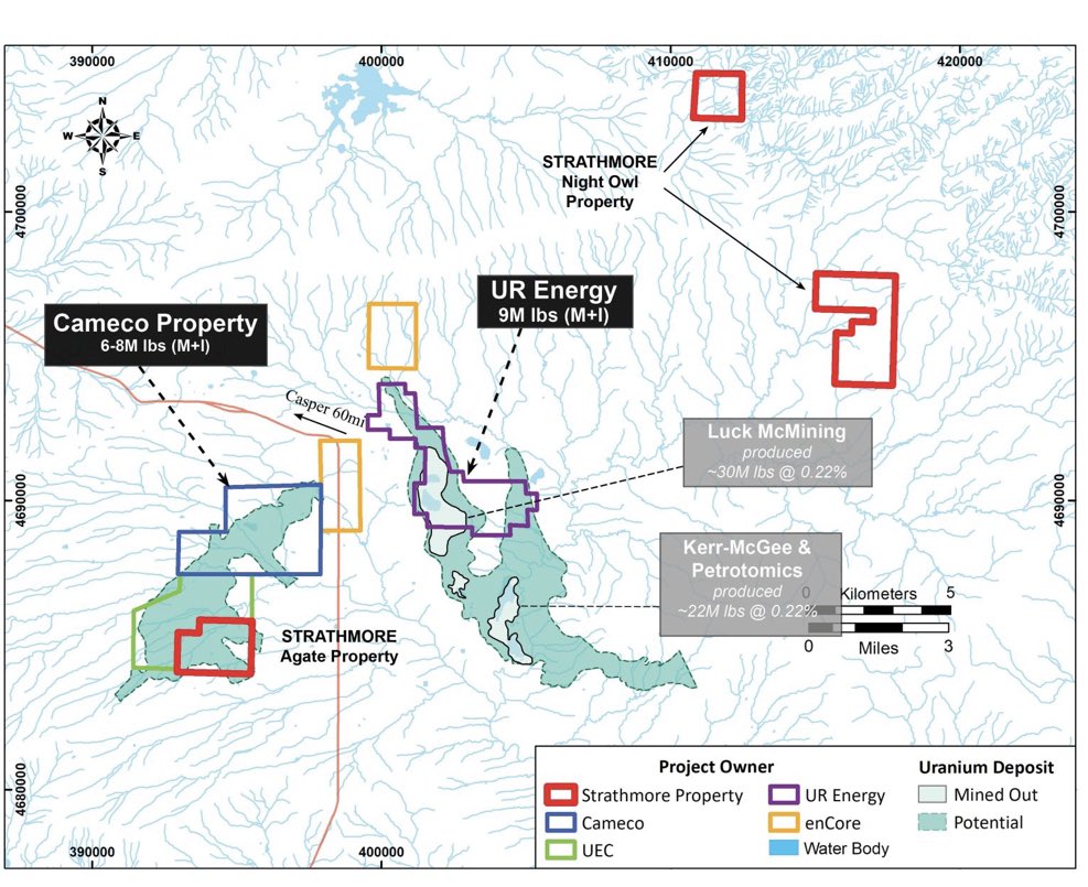 Baron2323 (@barron2383) on Twitter photo <a href="/Strathmoreplus/">Strathmore Plus Uranium Corp.</a> Phase 1 2024 exploration at Agate hit mineralization in 57 of 60 drill holes! 🌟 Key results: AG-151-24 intercepted 11 ft of 0.079% eU3O8, extending the northern front by 600 ft. New shallow mineralization was found 1 mile south, with AG-143-24 (14 ft of 0.046% <a href="/Strathmoreplus/">Strathmore Plus Uranium Corp.</a> Phase 1 2024 exploration at Agate hit mineralization in 57 of 60 drill holes! 🌟 Key results: AG-151-24 intercepted 11 ft of 0.079% eU3O8, extending the northern front by 600 ft. New shallow mineralization was found 1 mile south, with AG-143-24 (14 ft of 0.046%