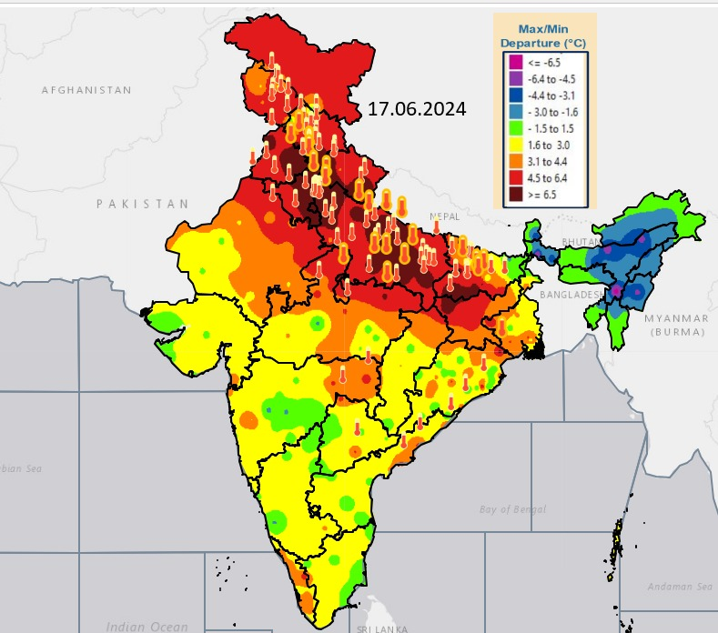 Indiametdept's tweet photo. Today's Maximum Temperature, its Departure and Heat Wave Scenerio over the Country. @moesgoi @ndmaindia @DDNewslive @airnewsalerts https://t.co/CgXUIM1ADQ