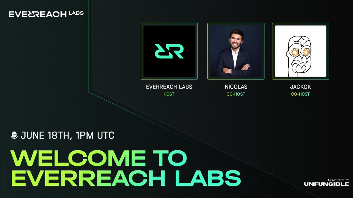 EverreachLabs's tweet photo. Who is Everreach Labs? What are they building? How do I get a Founders Pass free mint?

- June 18th 9 AM EST
- https://t.co/yRKC4K9XNi

Hosted with Unfungible. Dive into our vision and meet the founders.

Founders Pass Free Mint Giveaway 🎫 Comment below to join the elite 800.