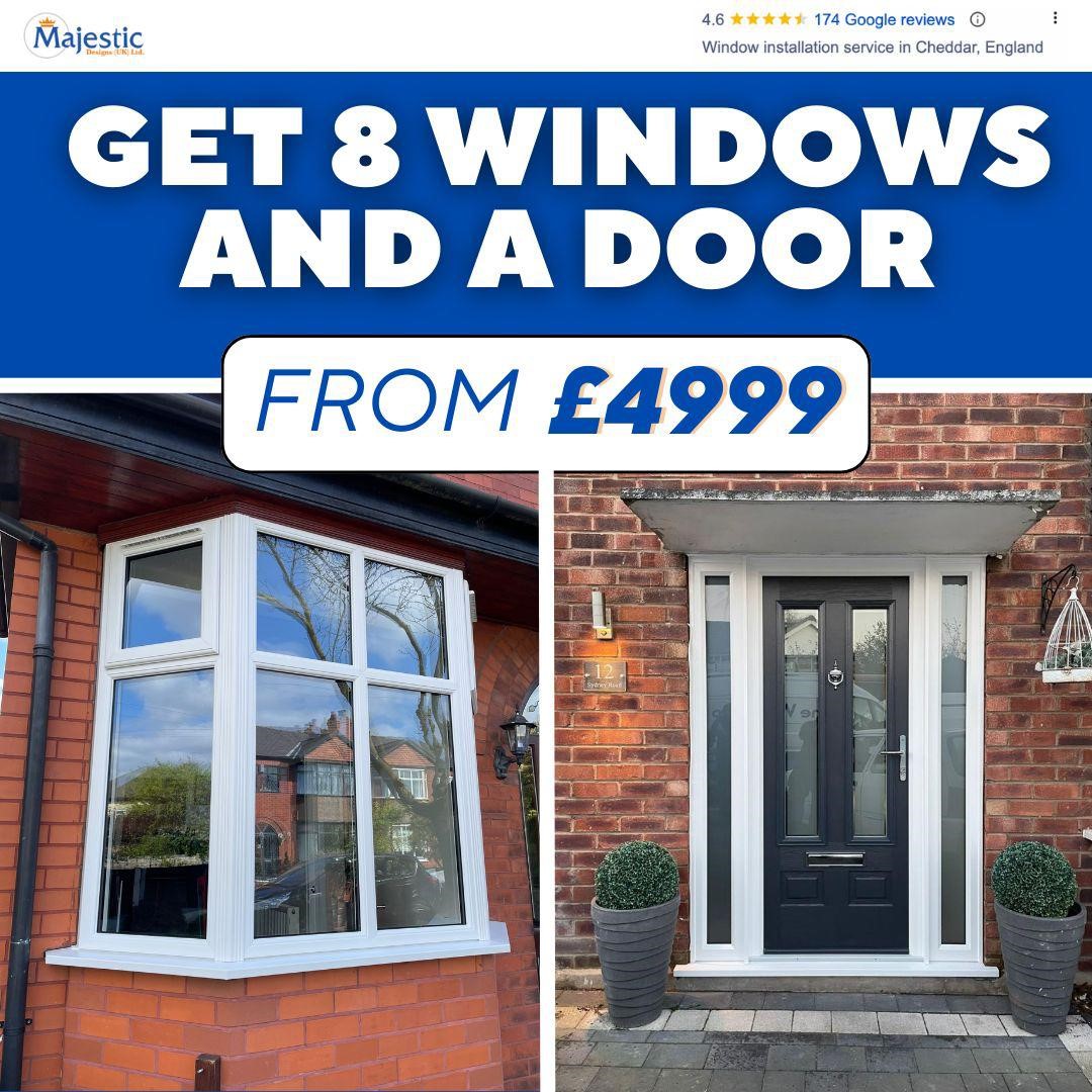🏡✨ Unbeatable Offer! Get 8 windows and a door from just £4999! ✨🏡 Upgrade your home with top-quality installations at an incredible price. Don't miss out—contact us today! #HomeImprovement #SpecialOffer #WindowsAndDoors #UpgradeYourHome