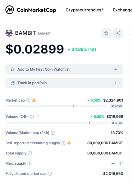 bambitsol's tweet photo. 🚀 $BAMBIT is now on @CoinMarketCap! Another huge achievement for our favorite panda! 🐼

We're unstoppable—our community is booming, and our holders are growing every single hour. The sky's the limit for this vibrant, unstoppable panda! 🌟🚀 #BAMBIT #ToTheMoon #PandaPower

#solana #solanaseason #solanamemcoins #memecoin #nft