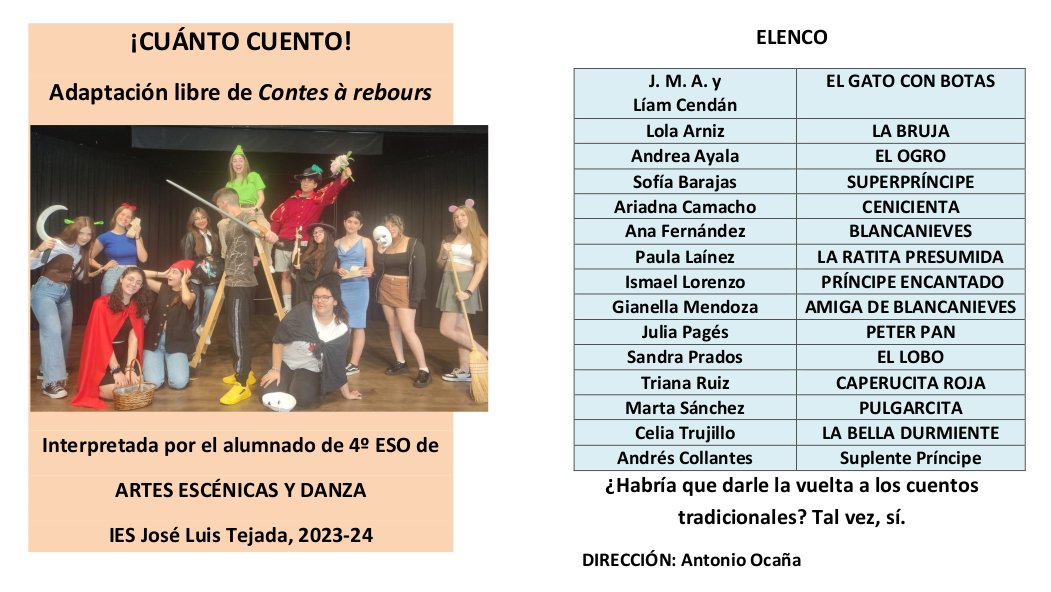 ies_tejada's tweet photo. No podéis perderos la obra de Duende Teatro el Martes, 18 de junio, a las 19,30, en el Salón de Actos del IES TEJADA. ENTRADA LIBRE https://t.co/q5zUVGYeJe